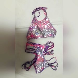 Metallic 2 piece ravewear from Dolls Kill